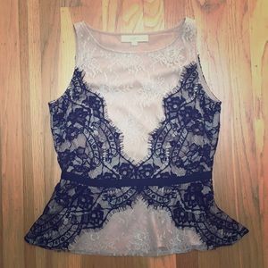 Lace Loft Sleeveless Top with Ribbon Back Size 6P